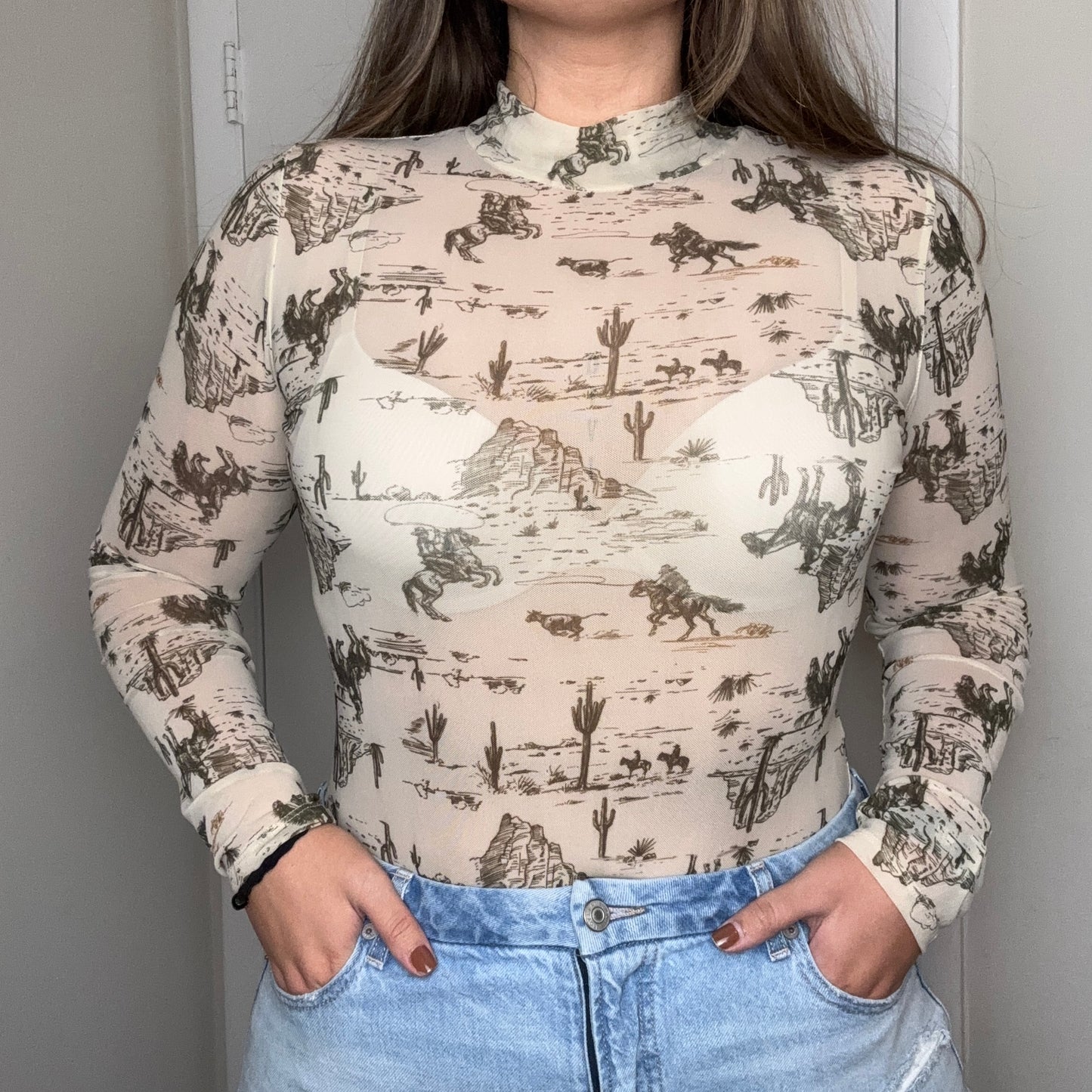 Cowboy Mock Neck Body Suit