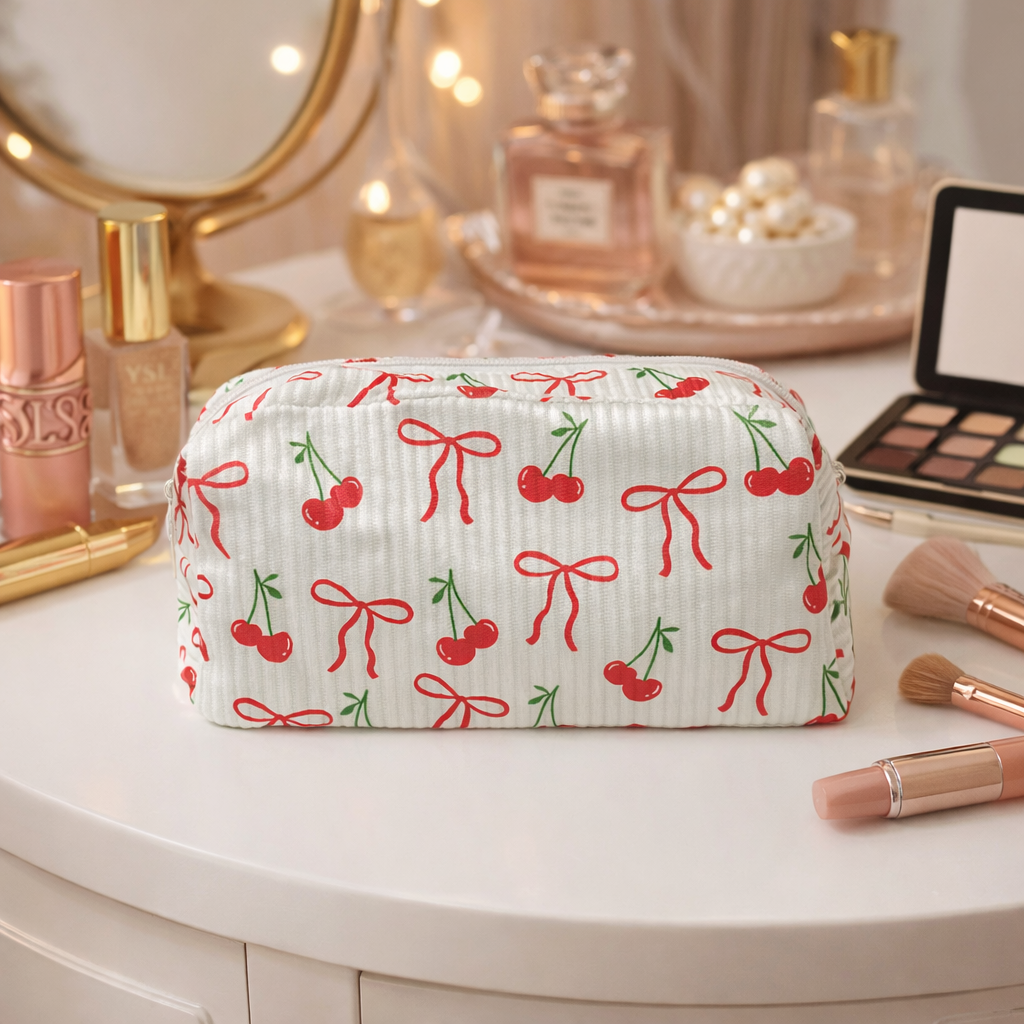 Cherry Coquette Makeup Bag