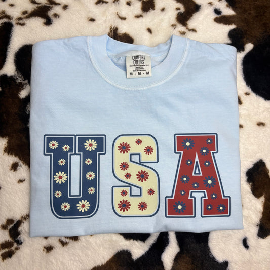 USA Floral tshirt